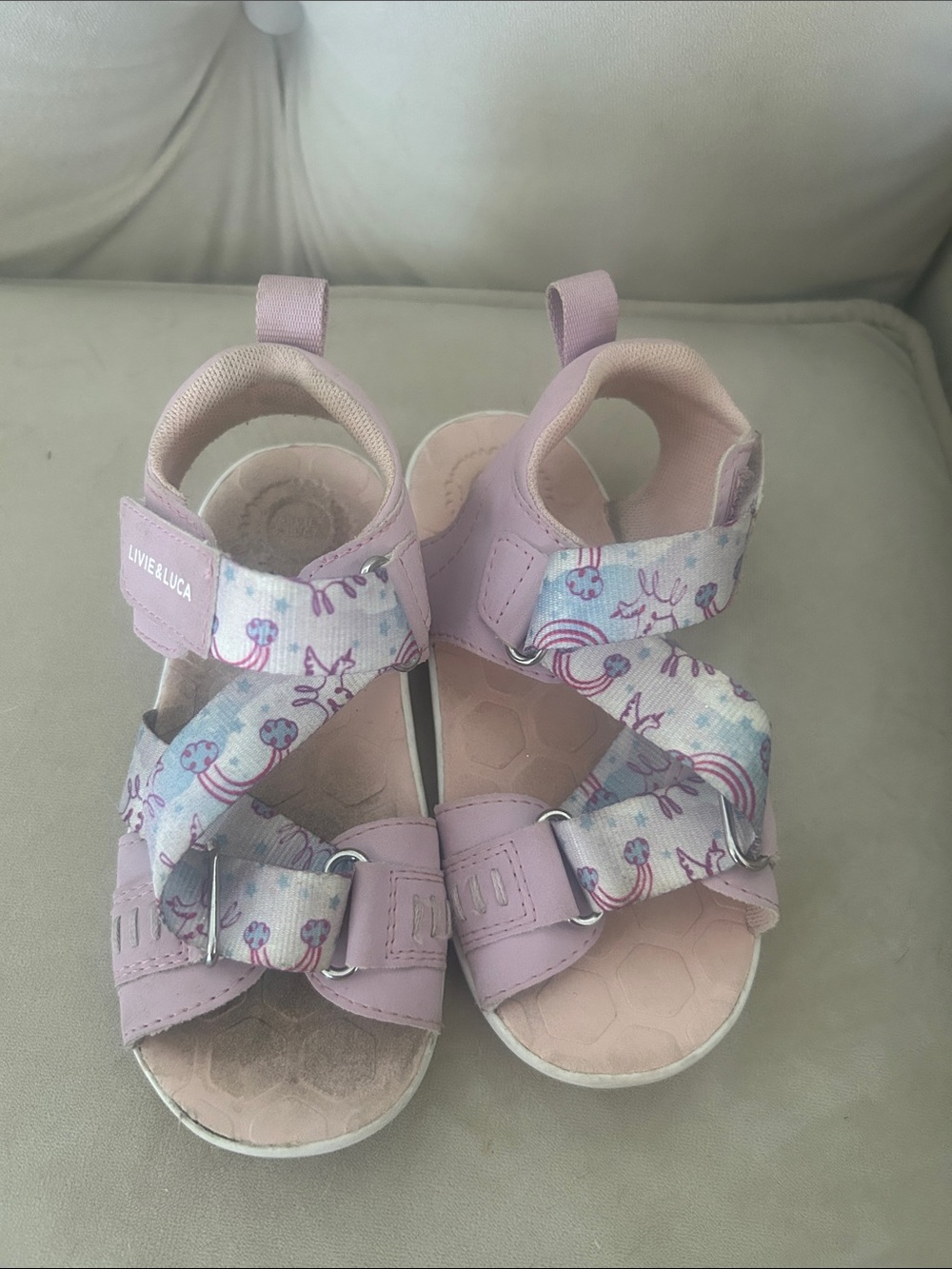 Toddler girls size 9 ziggy lilac sandal Velcro strap Livie & Luca